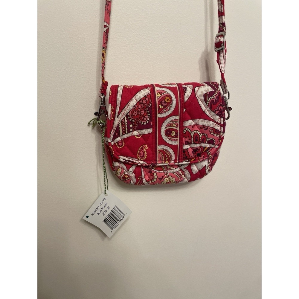 Vera Bradley Mini Crossbody Purse Bag Shoot From The Hip Rosey Posey Red New
